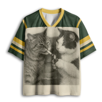 Baddiecat Funny Cat Smoking Mesh Jersey