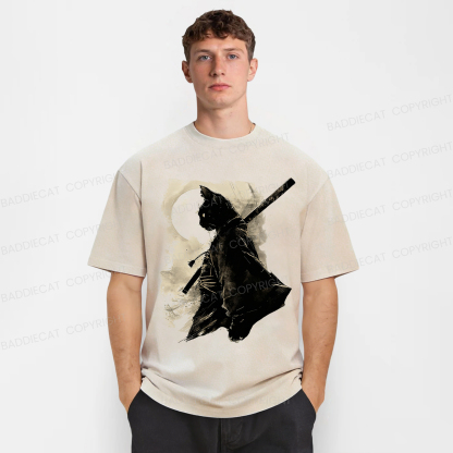 Baddiecat Samurai Cat Washed T-shirt
