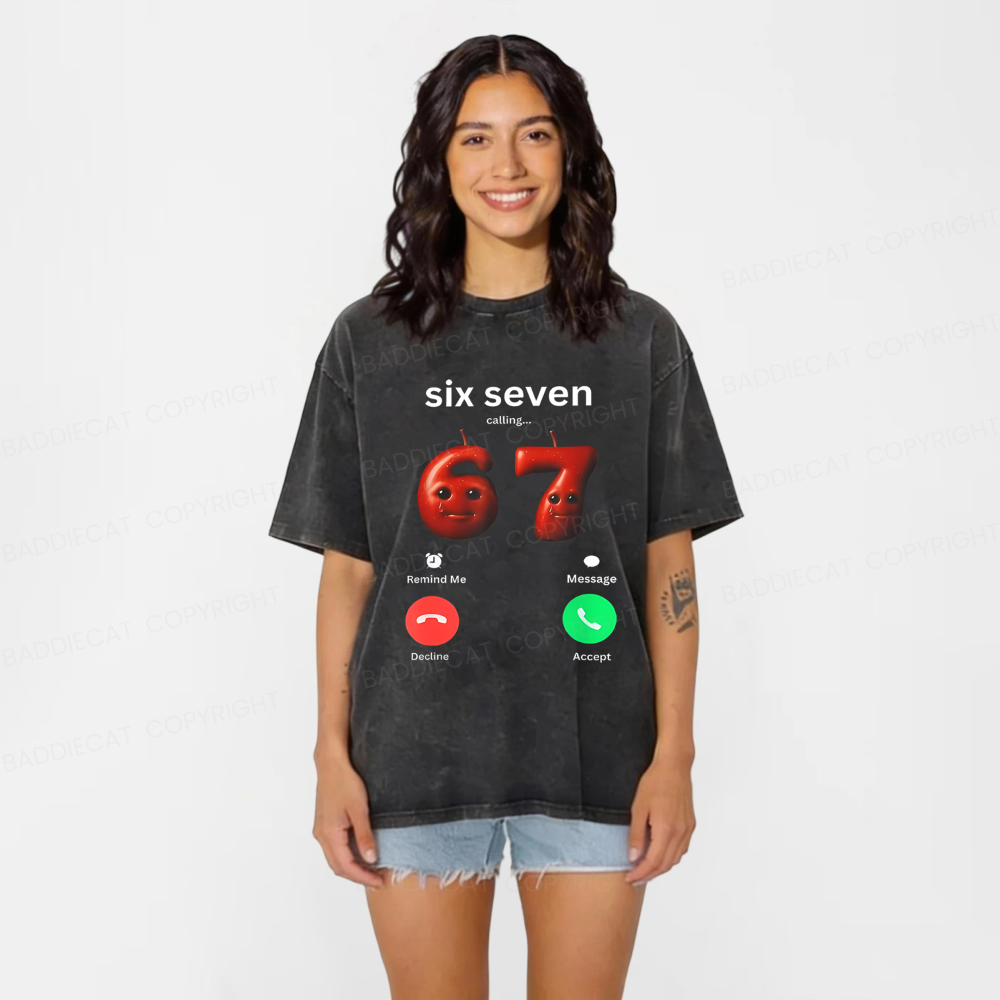 Baddiecat Sixty-Seven Fans Calling Washed T-shirt