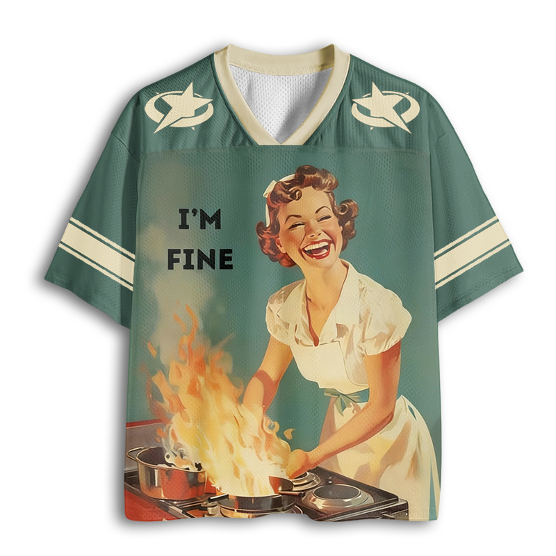 Baddiecat I'm Fine Funny Mesh Jersey