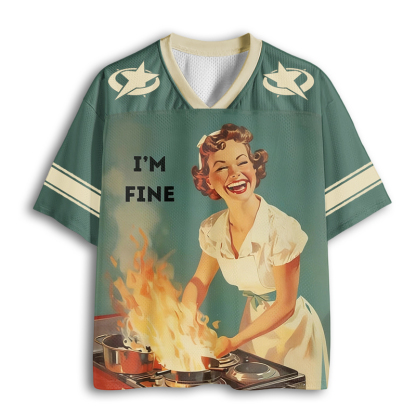 Baddiecat I'm Fine Funny Mesh Jersey