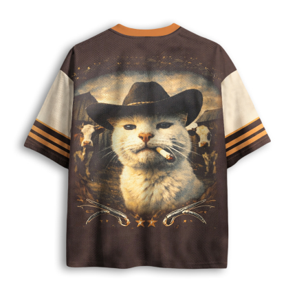 Baddiecat Funny Cowboy Cat Mesh Jersey