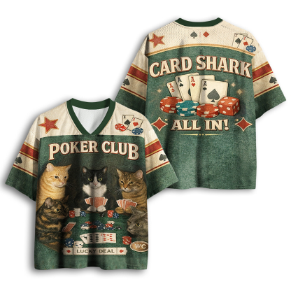 Baddiecat Vintage Cats Playing Poker Mesh Jersey