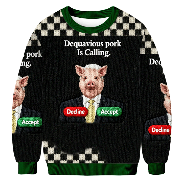 Baddiecat Dequavious Pork Is Calling Christmas Ugly Sweatshirt