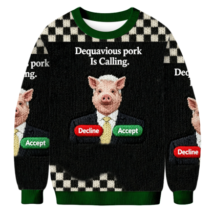 Baddiecat Dequavious Pork Is Calling Christmas Ugly Sweatshirt