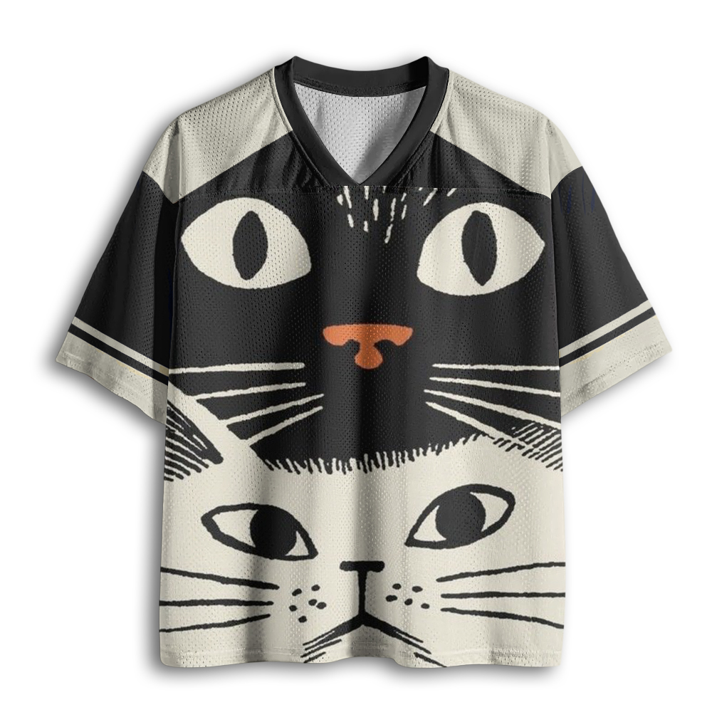 Baddiecat Black White Cats Mesh Jersey