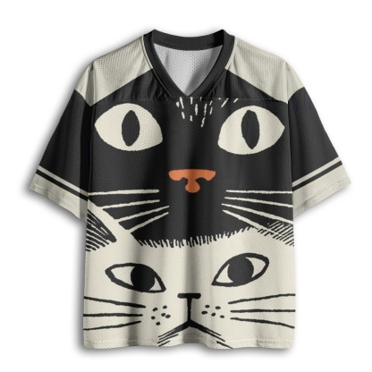 Baddiecat Black White Cats Mesh Jersey