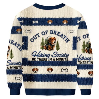 Baddiecat The Dachshund Out Of Breath Hiking Society Be There In A Minute For Porche Christmas Ugly Sweatshirt