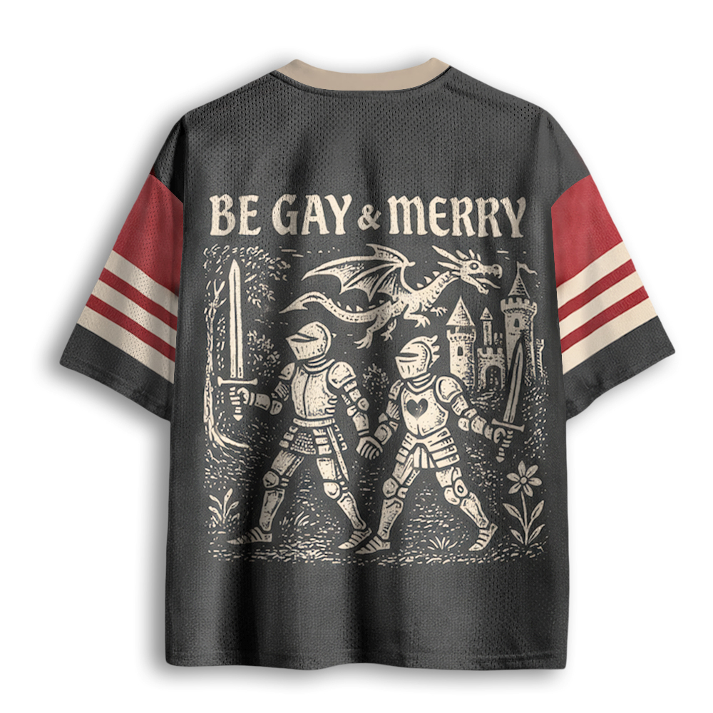 Baddiecat Funny Be Gay & Merry Medieval Mesh Jersey