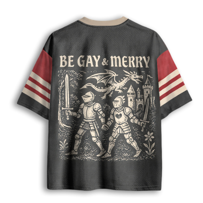 Baddiecat Funny Be Gay & Merry Medieval Mesh Jersey