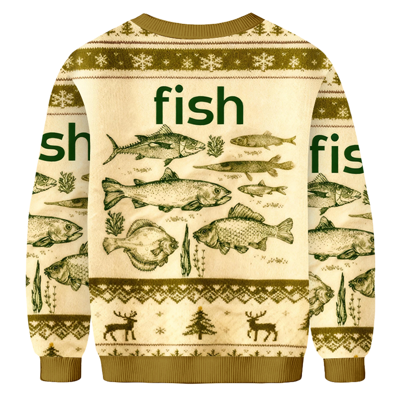 Baddiecat Fish Christmas Ugly Sweatshirt