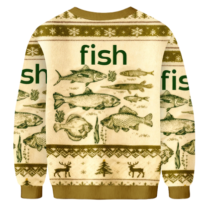 Baddiecat Fish Christmas Ugly Sweatshirt