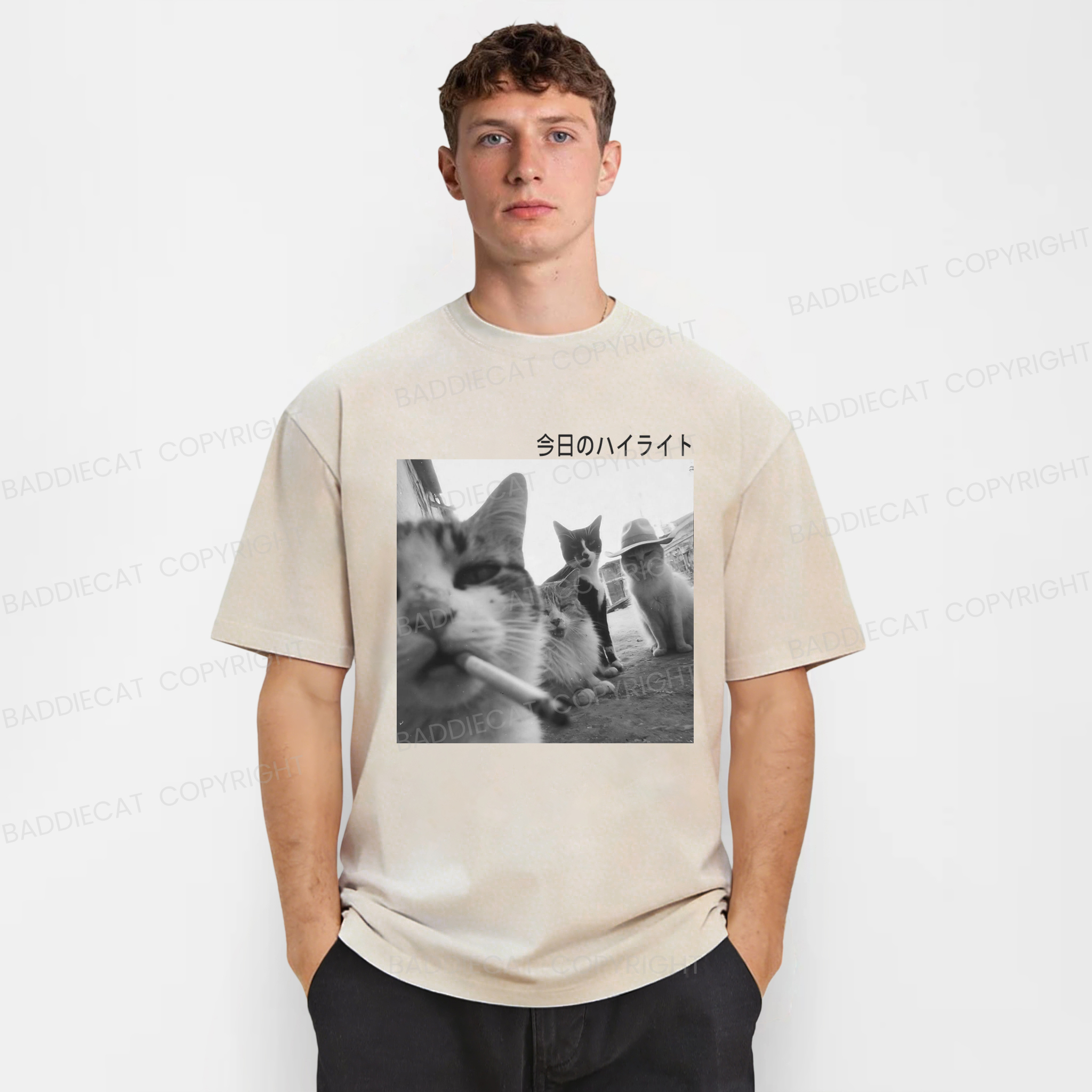 Baddiecat Wonderful Moments Cats Washed T-shirt
