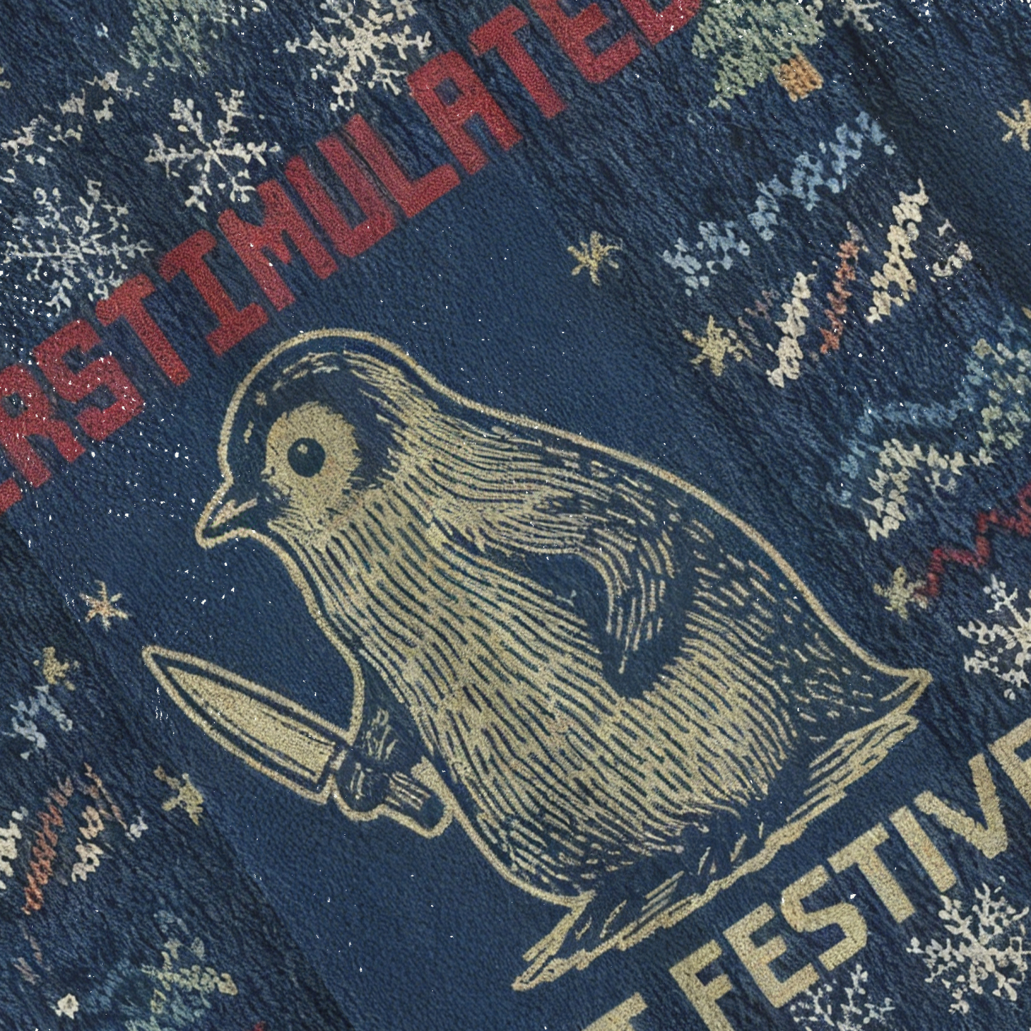 Baddiecat Overstimulated But Festive Penguin Christmas Ugly Sweatshirt