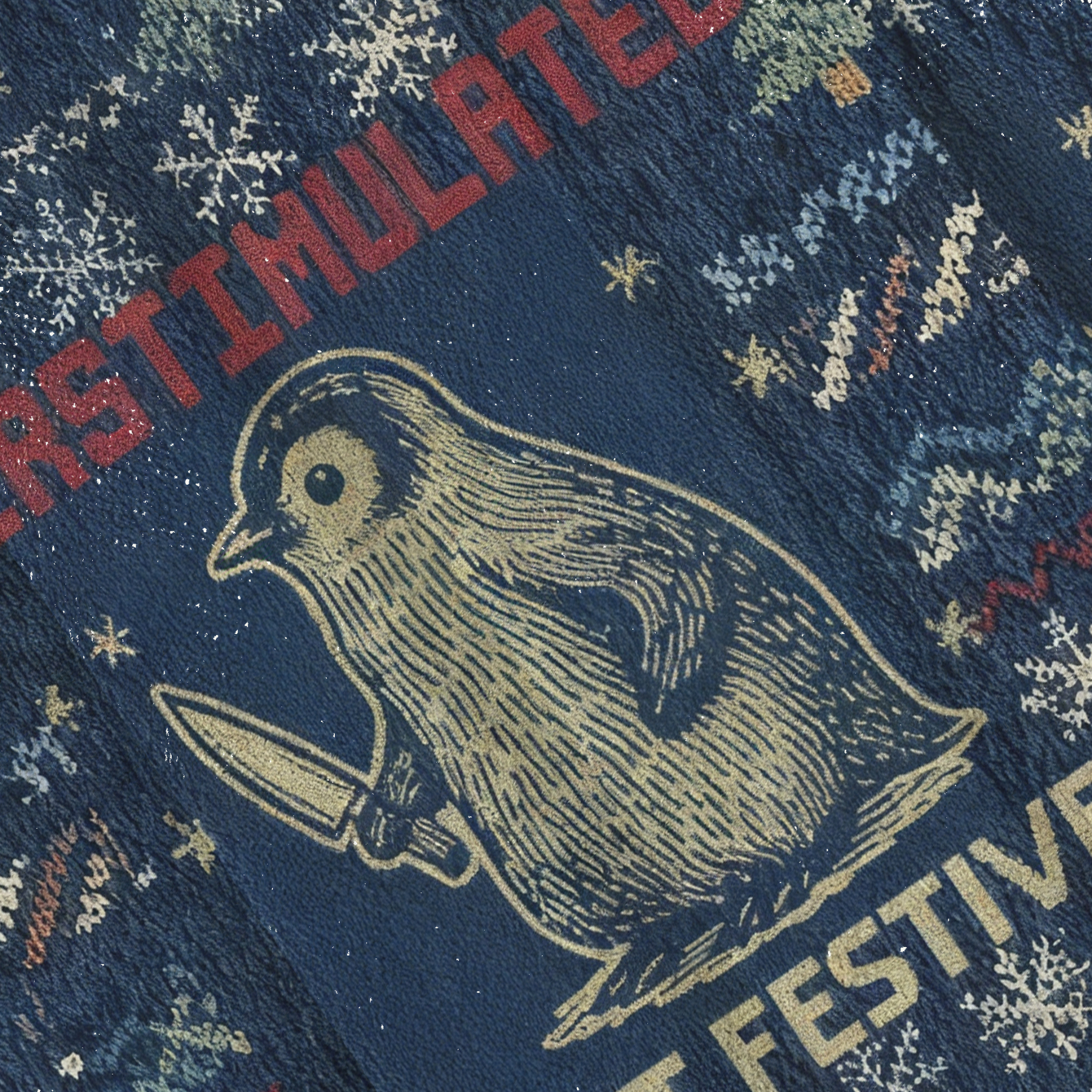 Baddiecat Overstimulated But Festive Penguin Christmas Ugly Sweatshirt