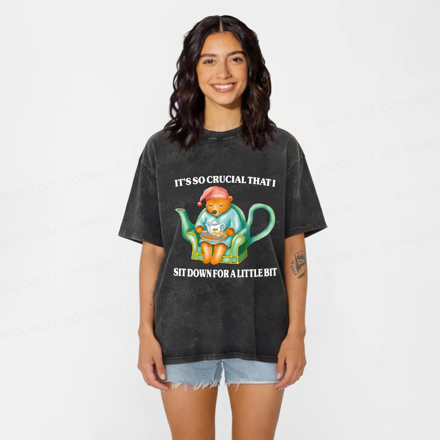 Baddiecat Need To Sit Washed T-shirt