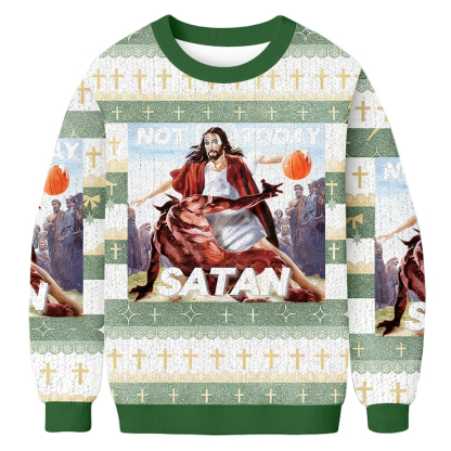 Baddiecat Not Today Satan Christmas Ugly Sweatshirt