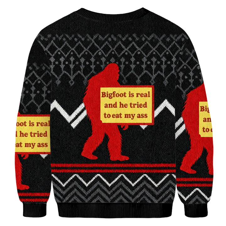 Baddiecat Bigfoot Is Real And He Tried To Eat My Ass Christmas Ugly Sweatshirt