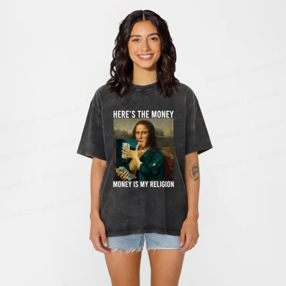 Baddiecat Cat Bread Funny Meme Washed T-shirt