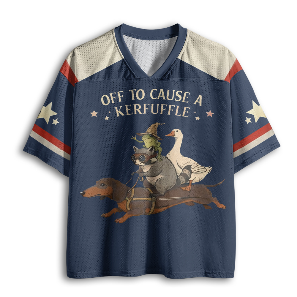 Baddiecat Funny Dachshund-Frog Off To Cause A Kerfuffle Mesh Jersey