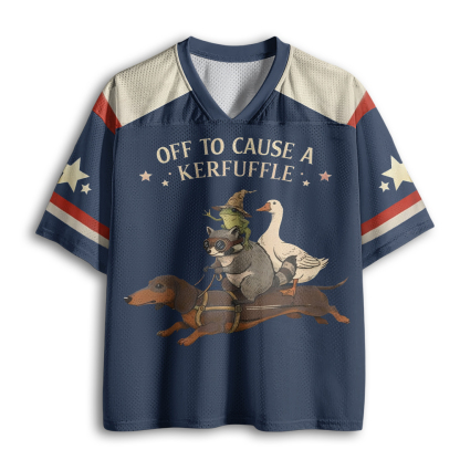 Baddiecat Funny Dachshund-Frog Off To Cause A Kerfuffle Mesh Jersey