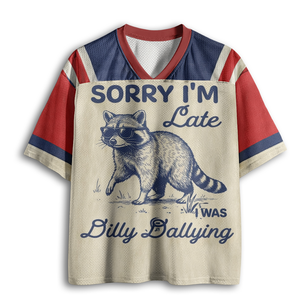 Baddiecat Sorry I'm Late Dilly Dallying Feral Raccoon Mesh Jersey
