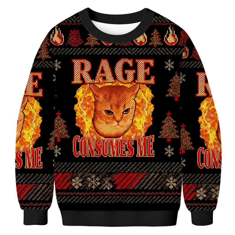 Baddiecat RAGE CONSUMES ME Christmas Ugly Sweatshirt