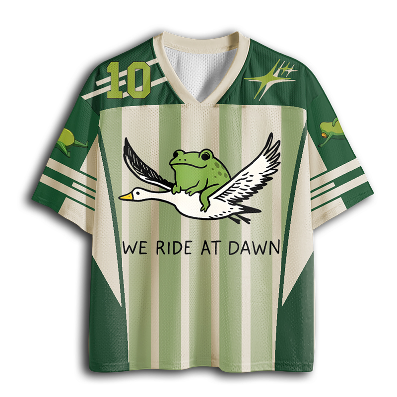 Baddiecat We Ride At Dawn Funny Frog And Goose Mesh Jersey