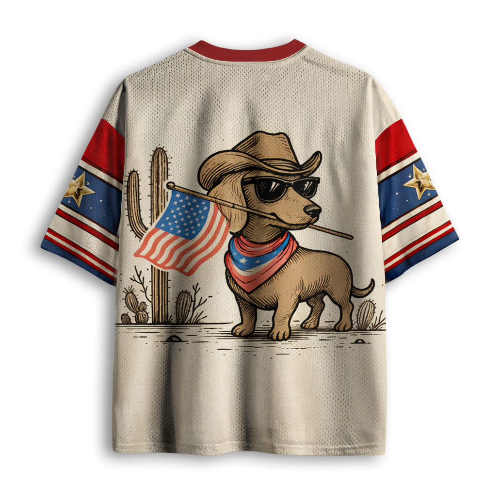 Baddiecat Funny Dachshund 4th Of July Mesh Jersey