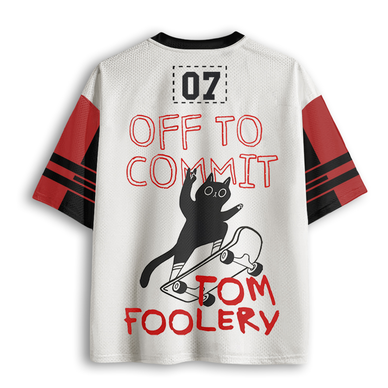 Baddiecat Off To Commit Tomfoolery Digital Art Print Funny Black Cat On Skateboard Mesh Jersey