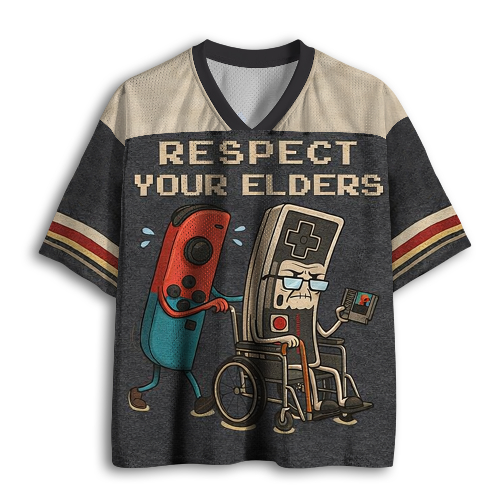 Baddiecat Funny Respect Your Elders Mesh Jersey