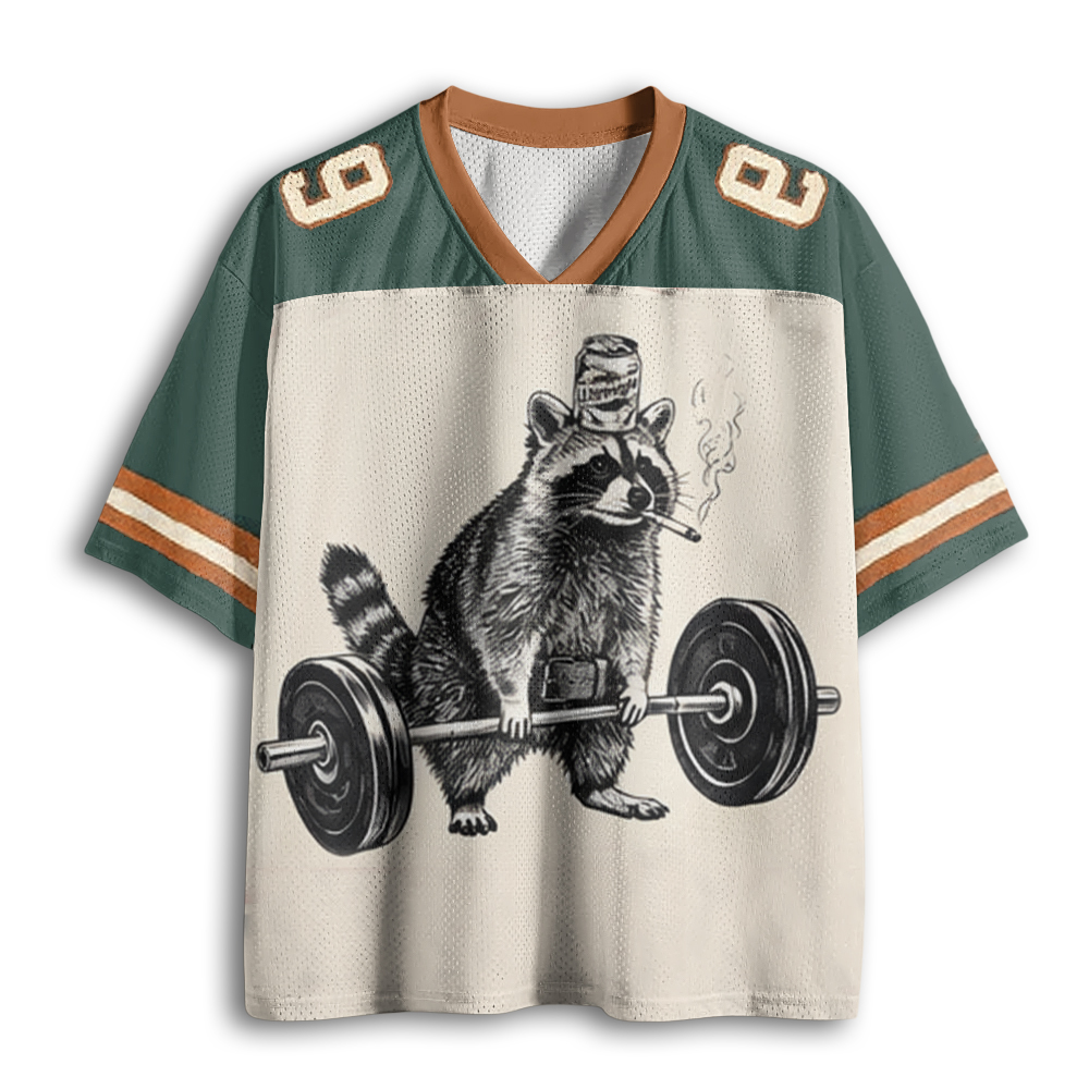 Baddiecat Smoking Raccoon Deadlift Mesh Jersey