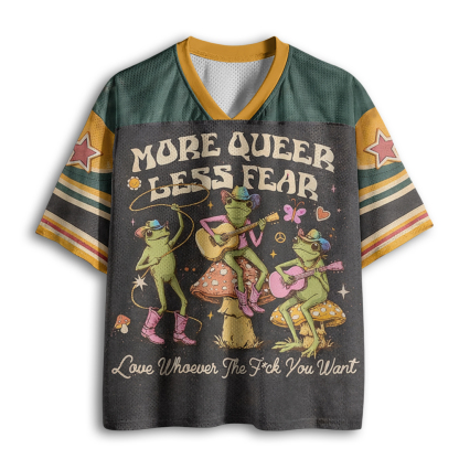 Baddiecat More Queer Less Fear Gay Frogs Mesh Jersey