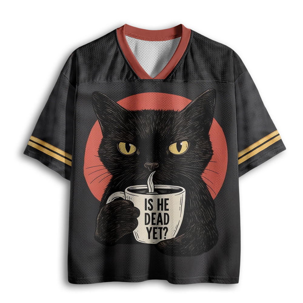 Baddiecat Is He Dead Yet Black Cat Mesh Jersey