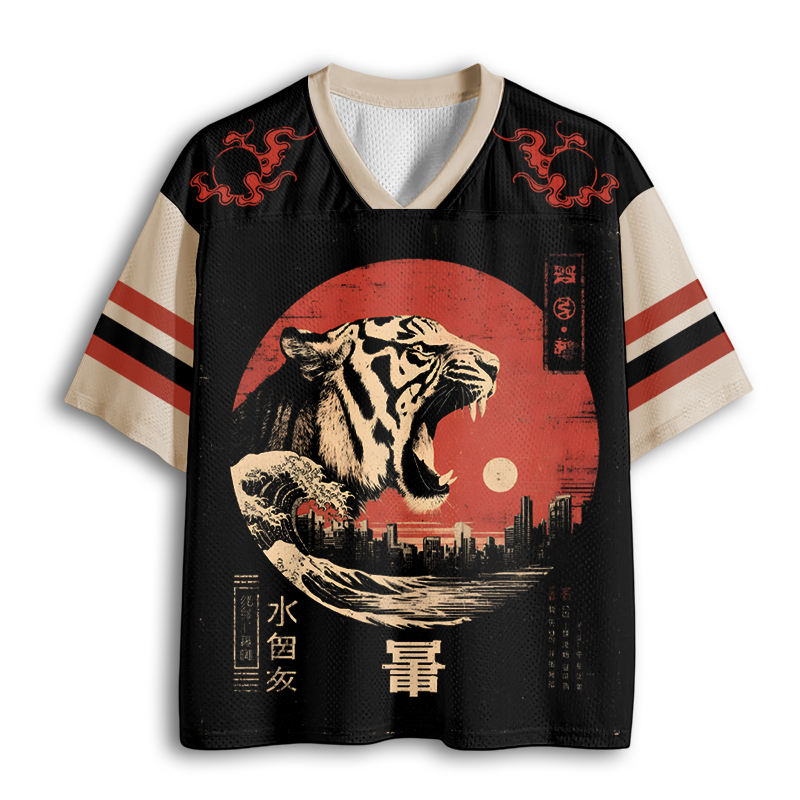 Baddiecat Colossal Tiger Japanese Kaiju Style Big Cat Monster Art Mesh Jersey