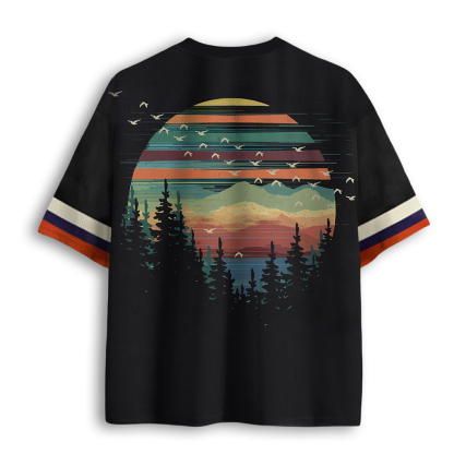 Baddiecat Retro Forest Sunset Mesh Jersey