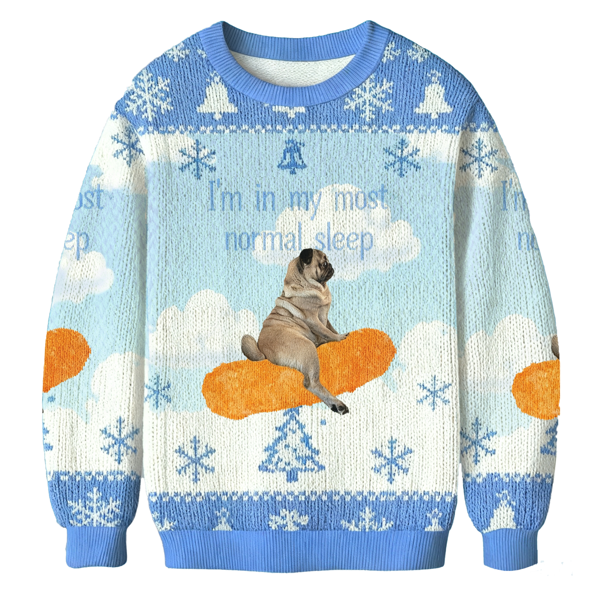Baddiecat I'm In My Most Normal Sleep Funny Dog Christmas Ugly Sweatshirt