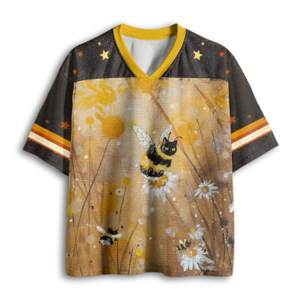 Baddiecat Funny Bee Cat Mesh Jersey