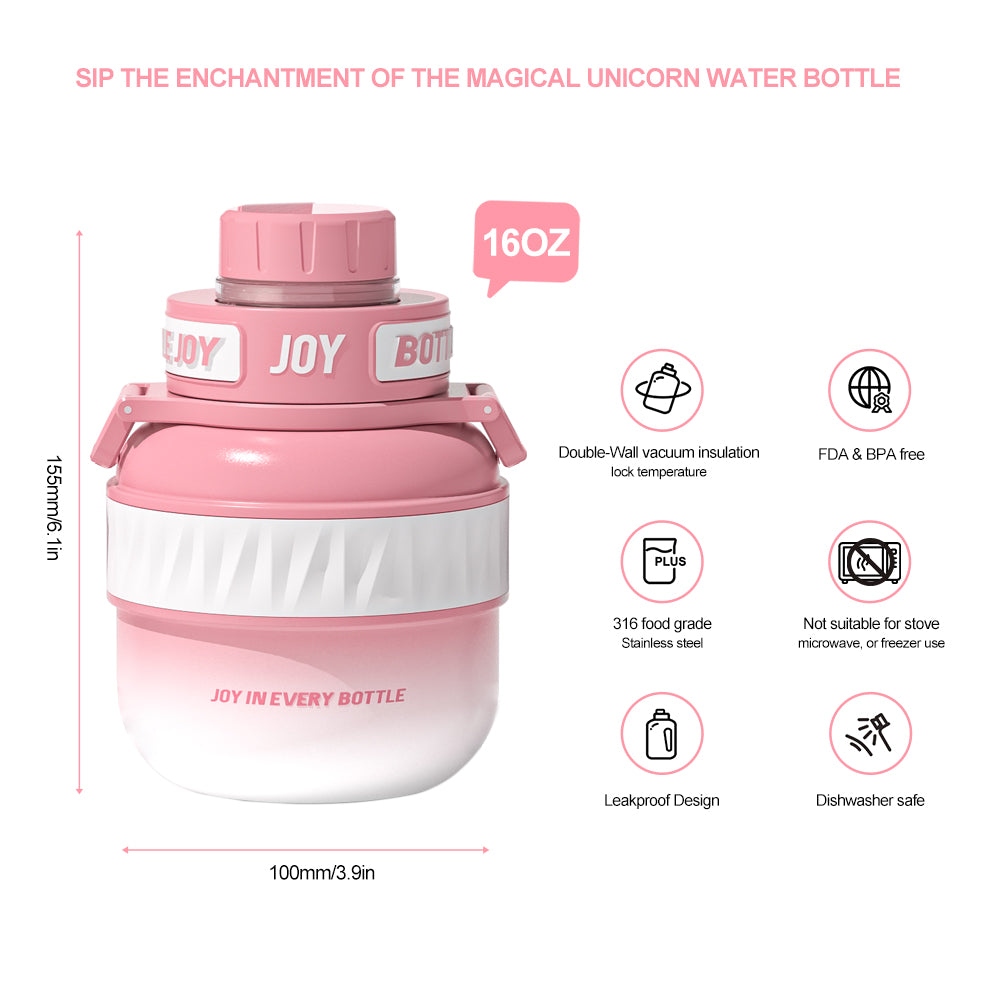 BabyJoy Bouteille d'eau en acier inoxydable 500 ml – Bouteille isotherme avec boîte cadeau | Joie en bouteille