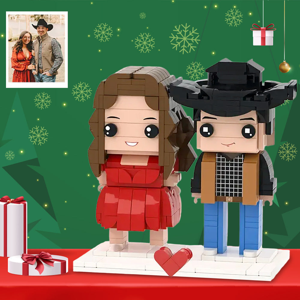 Personnalisable Entièrement Corps 2 Personnes Custom Brick Figures Denim Suit Brick Me Figures Cadeau de Noël