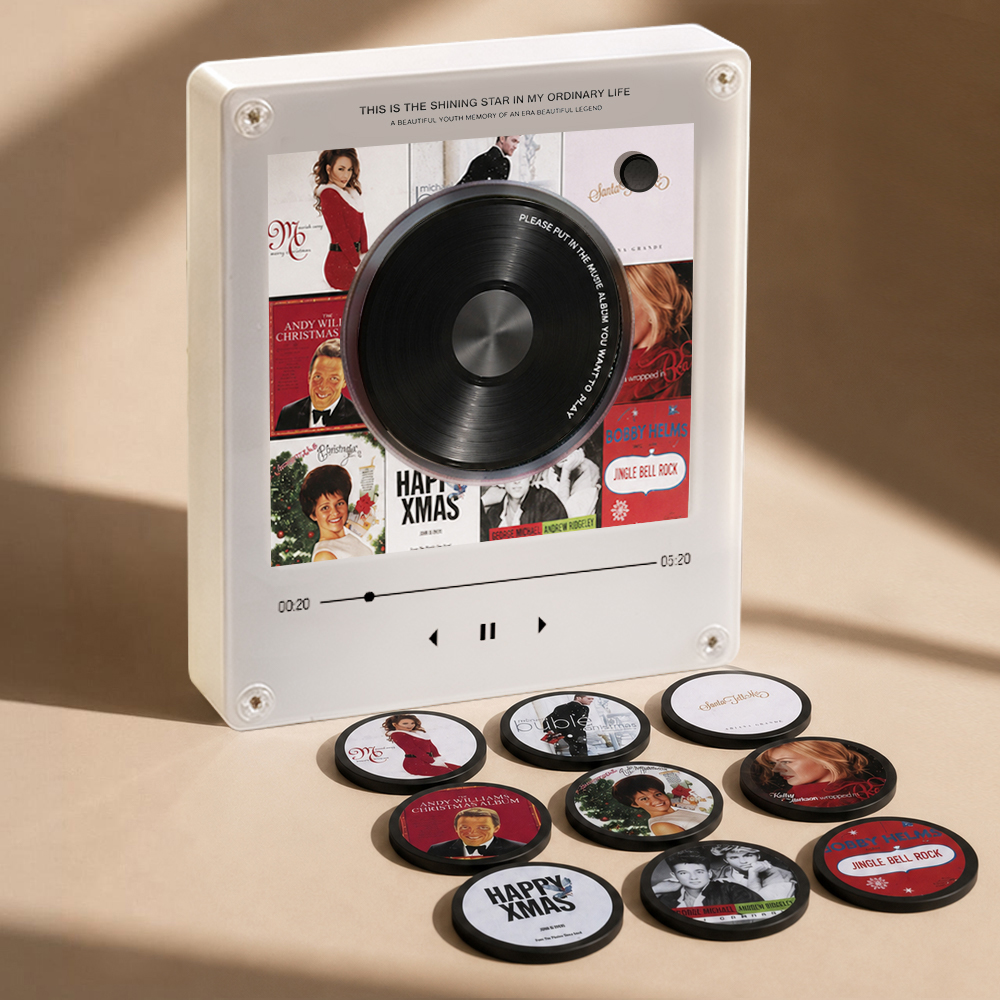 Mini Tourne-disque Vinyle Aimanté Pour Réfrigérateur - Lecteur De Musique De Noël - Cadeau De Noël Original