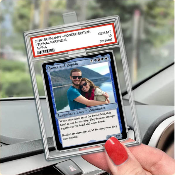 Pare-soleil De Voiture Personnalisé En Acrylique Style Carte À Collectionner Fantaisie Avec Photo Personnalisée - Cadeau Idéal Pour La Saint-valentin Ou Un Anniversaire (pour Lui Ou Pour Elle)