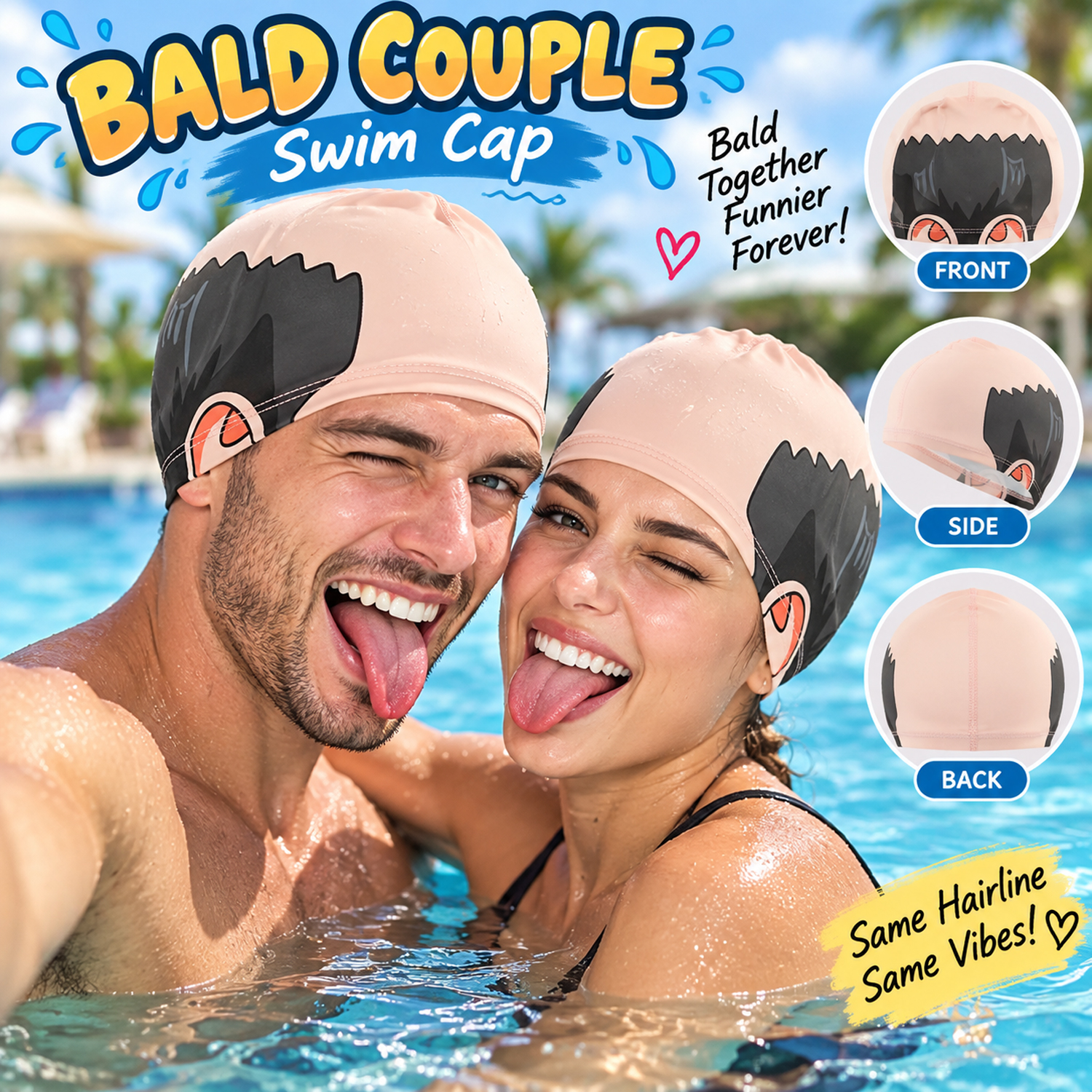 Bonnet De Bain Drôle Pour Tête Chauve – Bonnet De Bain Fantaisie Humoristique 