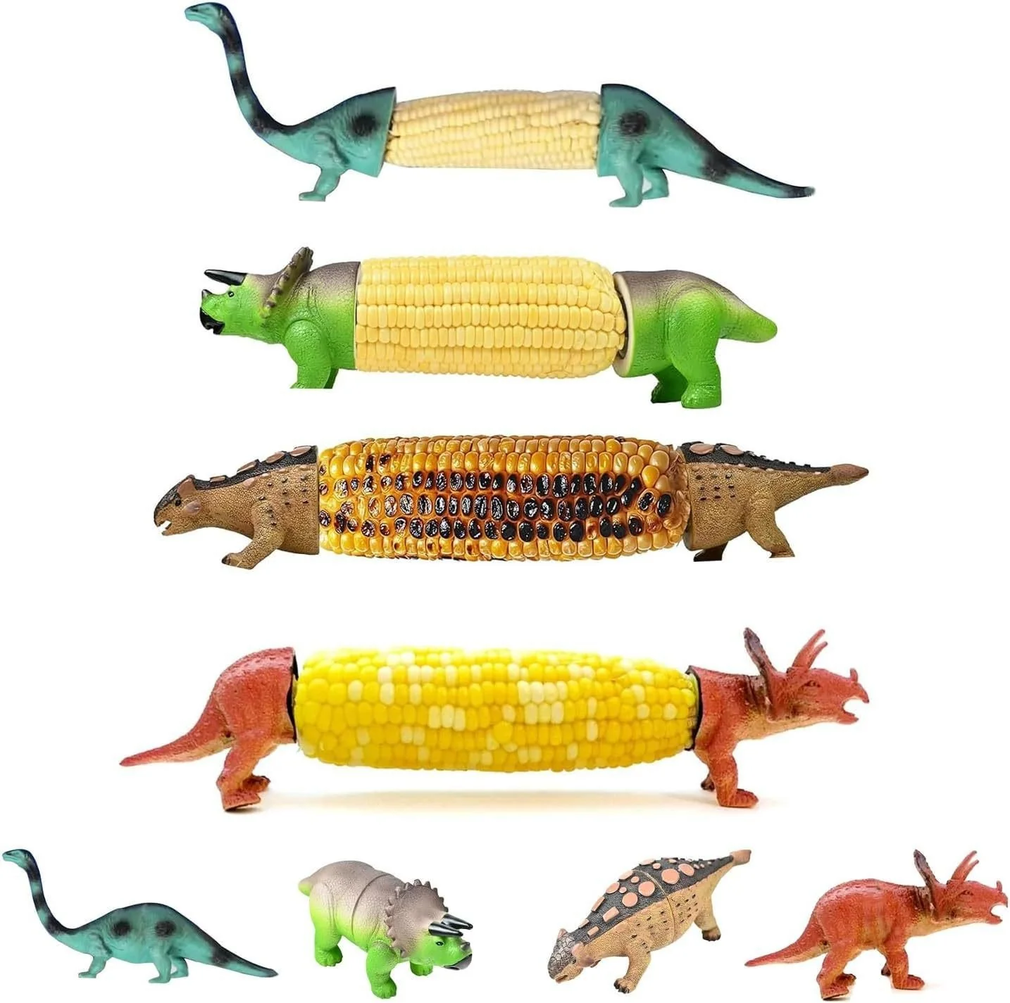 Supports De Maïs Dinosaure Pour épis De Maïs – Support Amusant Pour épis De Maïs Pour Enfants Et Adultes Avec Dents En Acier Inoxydable