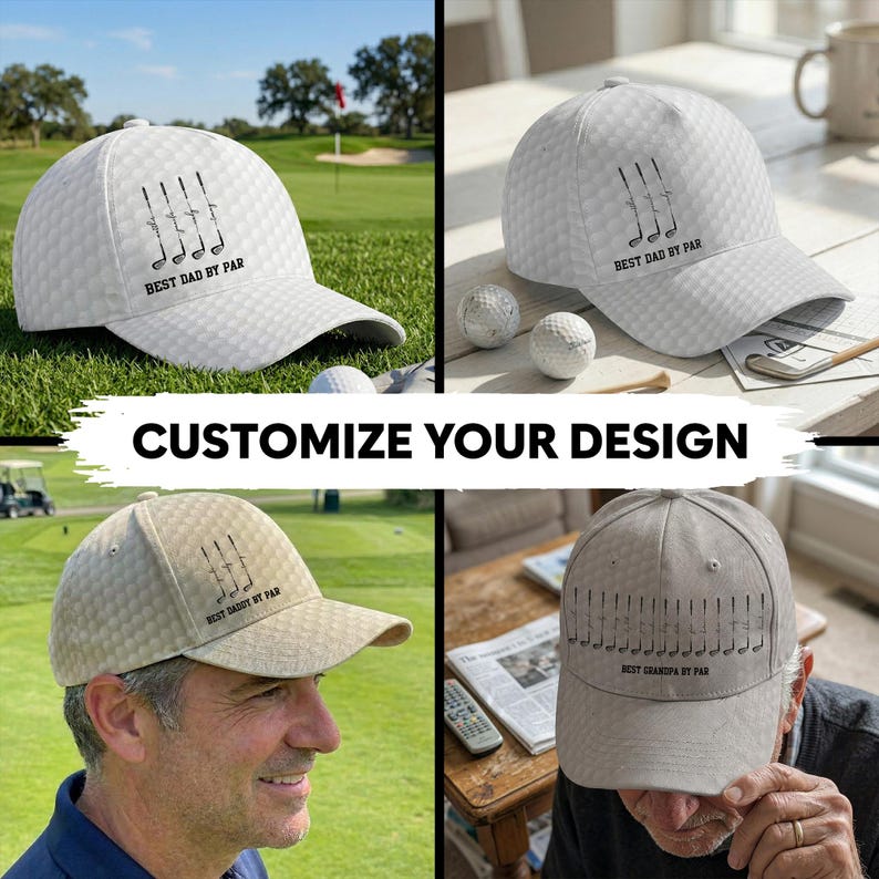 Noms personnalisés Meilleur papa par casquette par, Meilleur grand-père par chapeau par, Casquette de conception de golf pour la fête des pères, Cadeau d’amateur de golf pour lui, Cadeau de golf d’anniversaire de papa