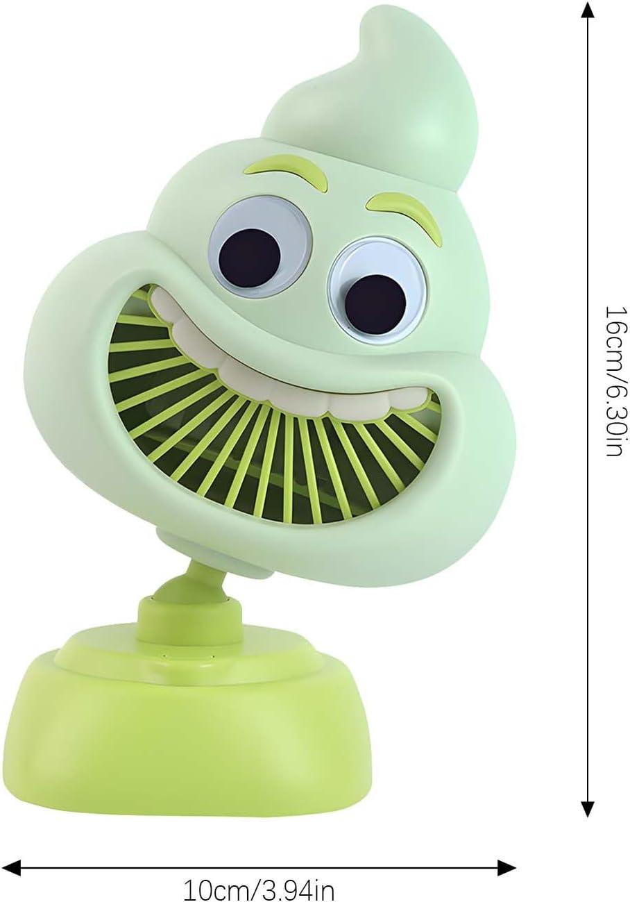 Ventilateur Portatif Mignon De Dessin Animé-conception De Merde Drôle, 3 Vitesses, Rechargeable Par USB, Mini Ventilateur Léger Pour Les Voyages D'été