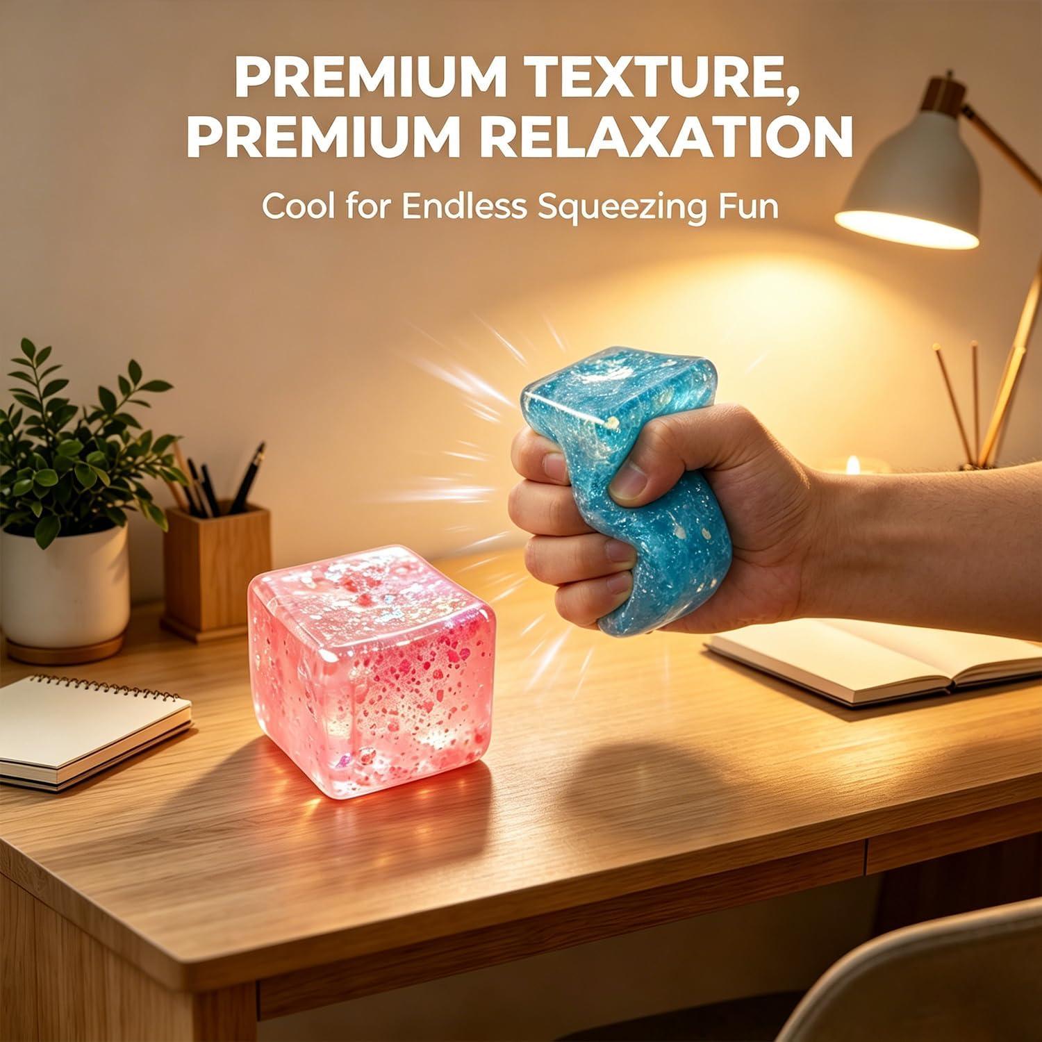 Squishies à Glaçons, Cube Spongieux Anti-stress, Cube Anti-stress Premium Block Cube Squishy