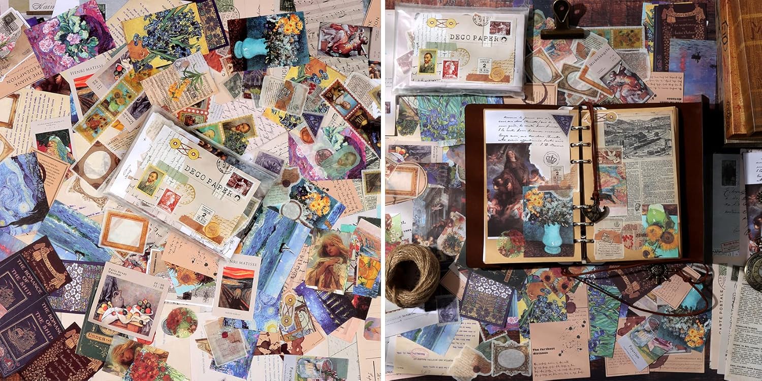 200 Pièces Fournitures De Journal, Fournitures De Scrapbooking, Papier Et Autocollants De Scrapbooking, Matériaux De Bricolage De Journal Artistique Vintage Art Nature