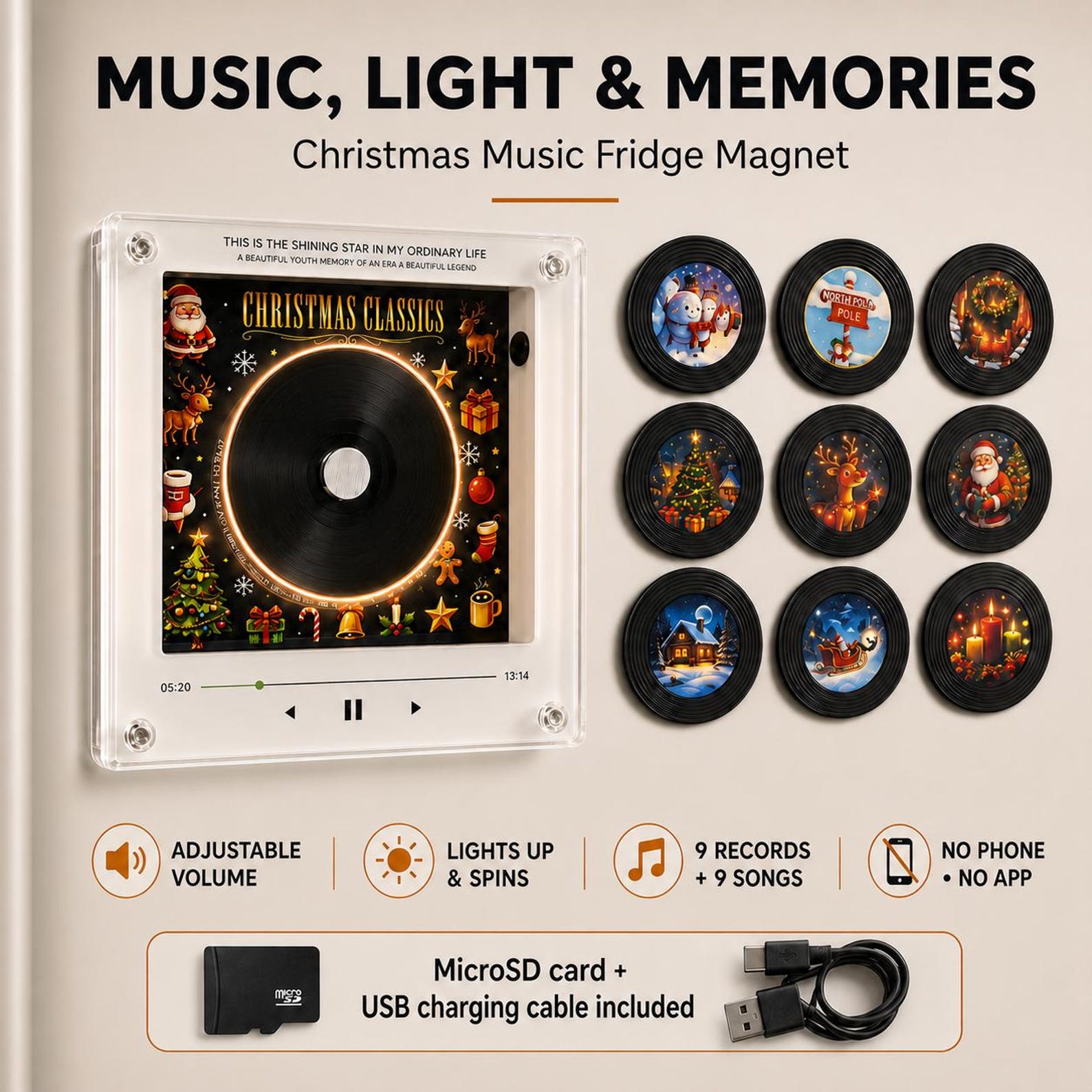 Aimant De Réfrigérateur De Musique Personnalisé – Disques Vinyles Photo Personnalisés Aimant De Chanson Photo Personnalisé Cadeaux De Noël