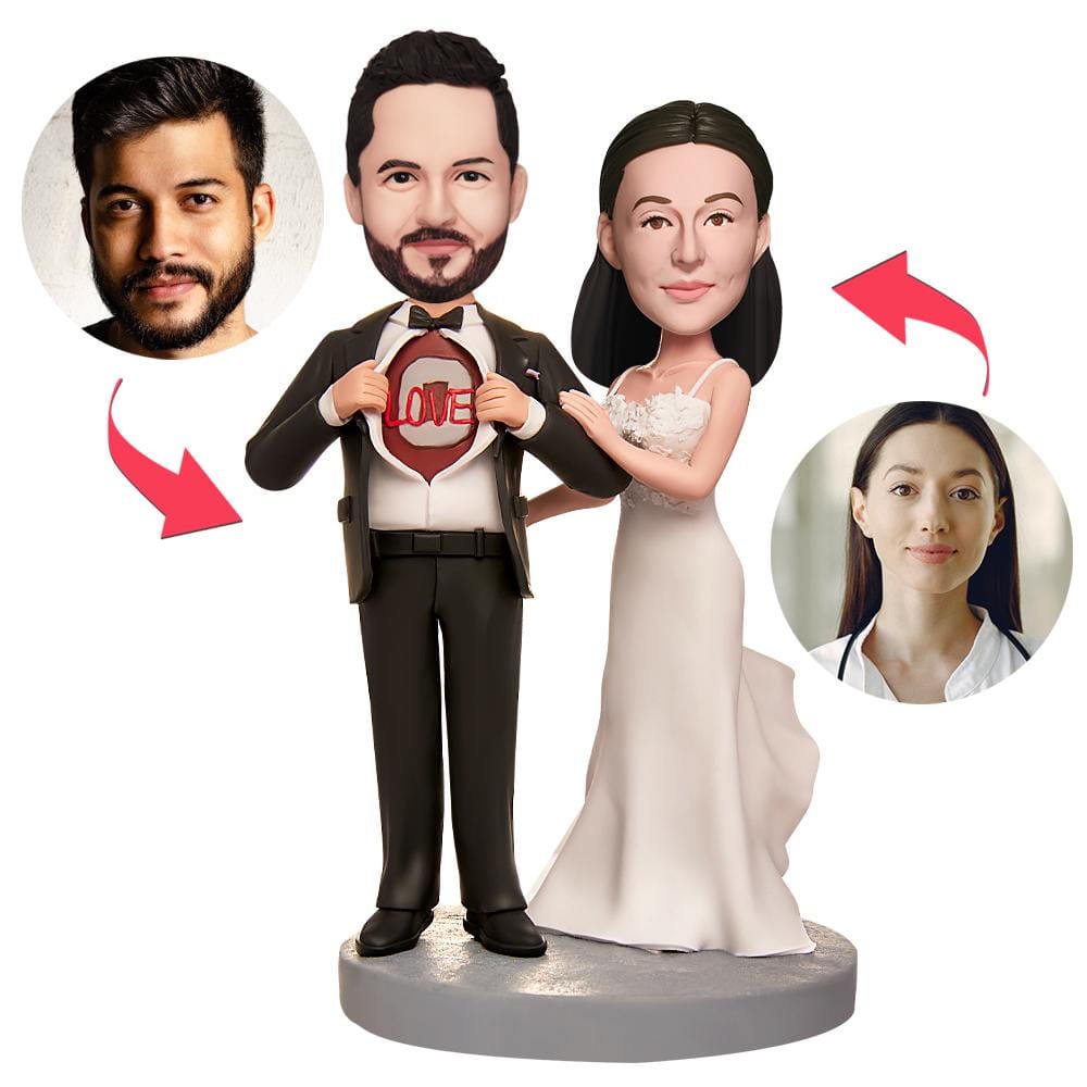 Figurines Personnalisées Bobble Head Mariage Nouveau Couple Cadeaux Anniversaire de Mariage